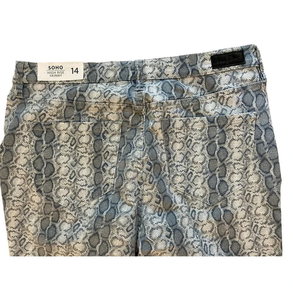 Nicole Miller‎ Soho High Rise Skinny Jeans Size 14 Snake Print Stretch Denim